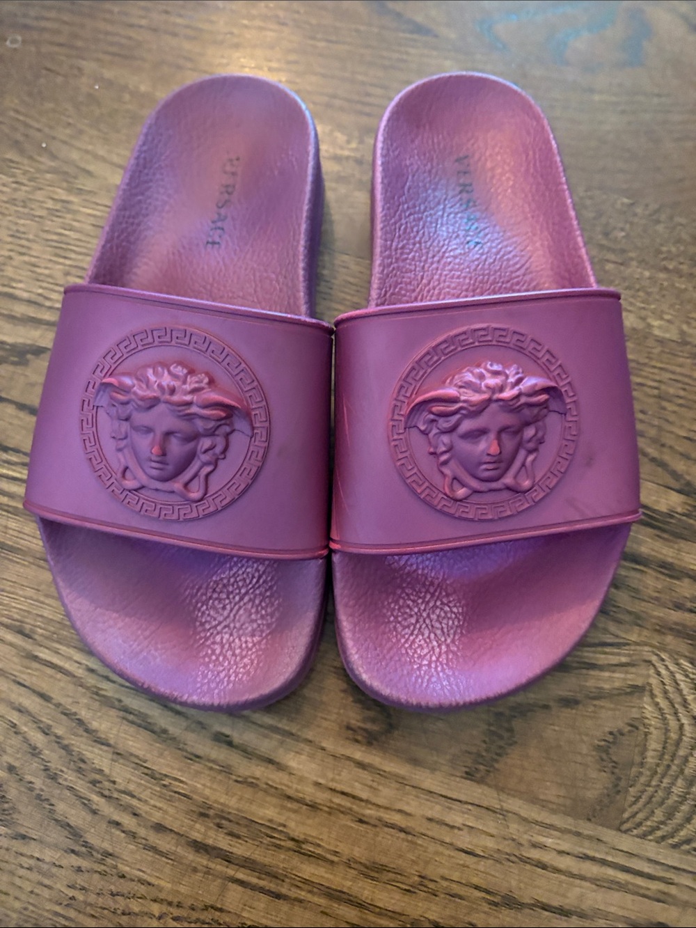Versace Fuchsia Medusa Slide Sandals